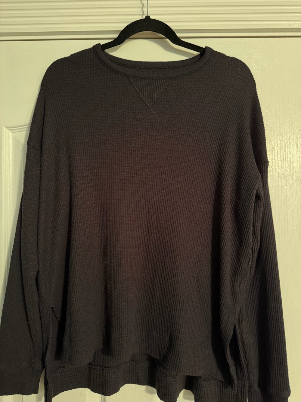 American Eagle Outfitters Men's Crewneck Waffle Knit Sweater - Black